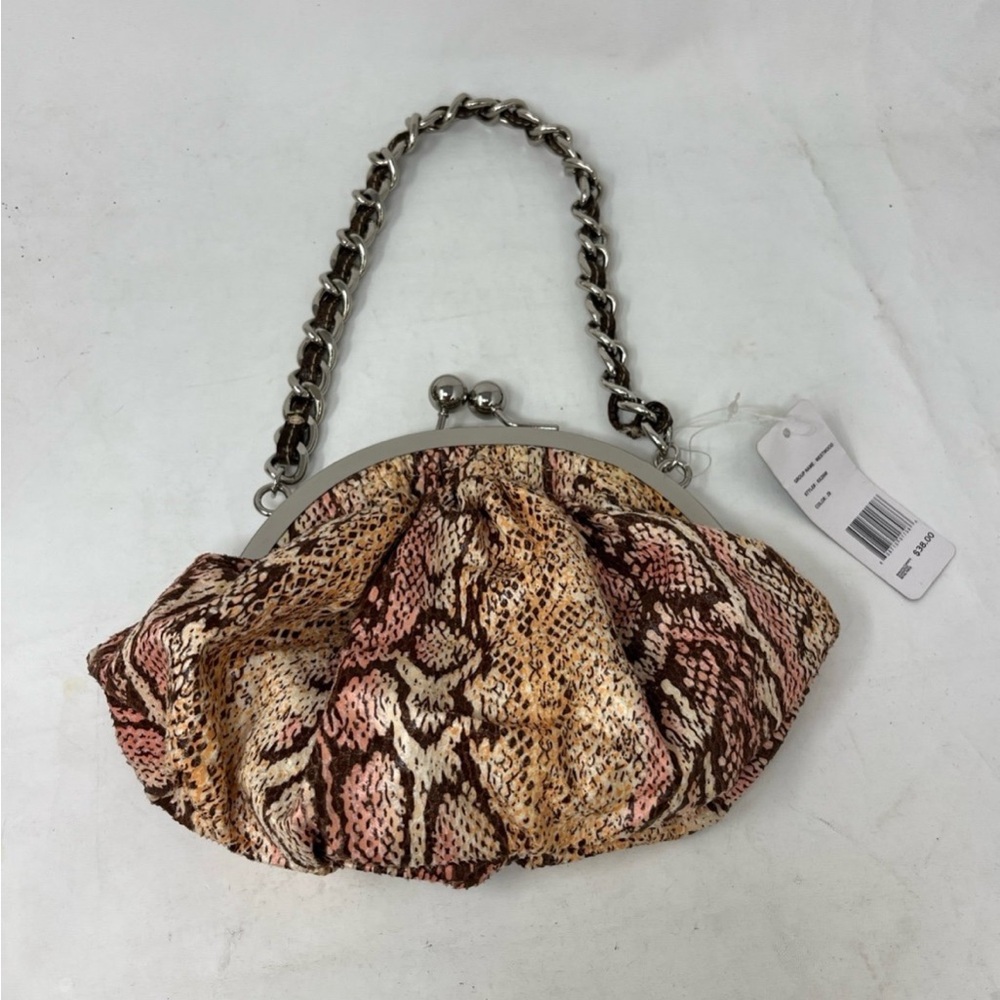 Chic Snake Print Clutch with Chain Handle